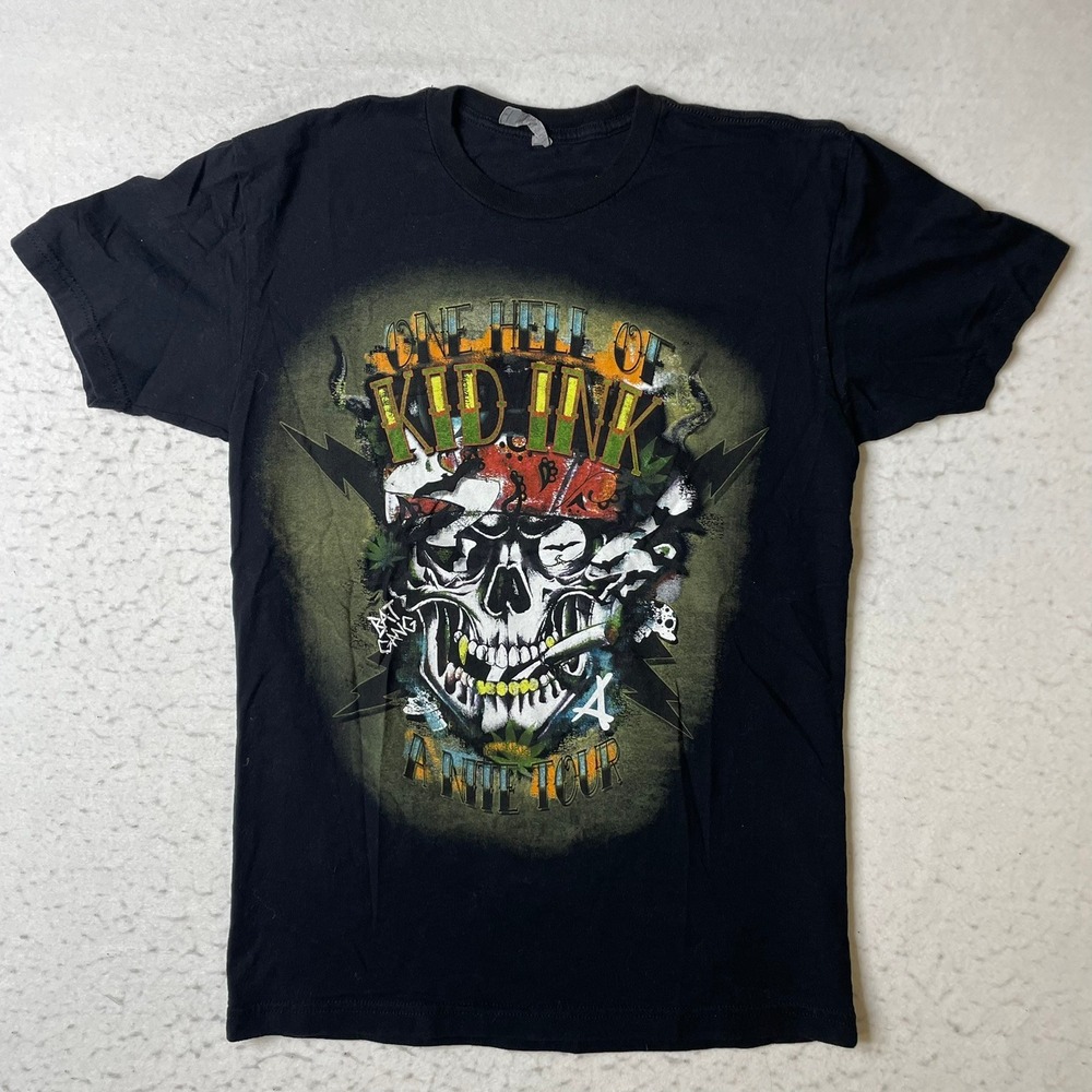 Kid Ink T-Shirt Mens Small Black One Hell of a Nite Tour 2015 Rap Graphic Skull